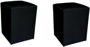 Kit 2 Puff Banqueta Quadrado Estofado em Suede – Banco Multiuso para Quarto ou Penteadeira(PRETO)
