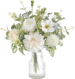 Serra Flora Flores artificiais com vaso, rosas de seda artificial em vaso, centros de mesa para sala de jantar, arranjos de flores de seda para casa, sala de estar, banheiro, decoração de plantas 14 Serra Flora Flores artificiais com vaso, rosas de seda artificial em vaso, centros de mesa para sala de jantar, arranjos de flores de seda para casa, sala de estar, banheiro, decoração de plantas