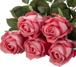 Rosas artificiais realistas flores vermelhas pálidas 61 cm toque real buquê de rosas de seda hastes longas rosa para arranjo de flores rosas falsas decoração para casa festa mesa de casamento centros de mesa rosas realistas - 5 peças