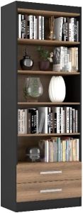 Estante Livreiro Multiuso Organizador com 2 Gavetas (PRETO/NATURE)
