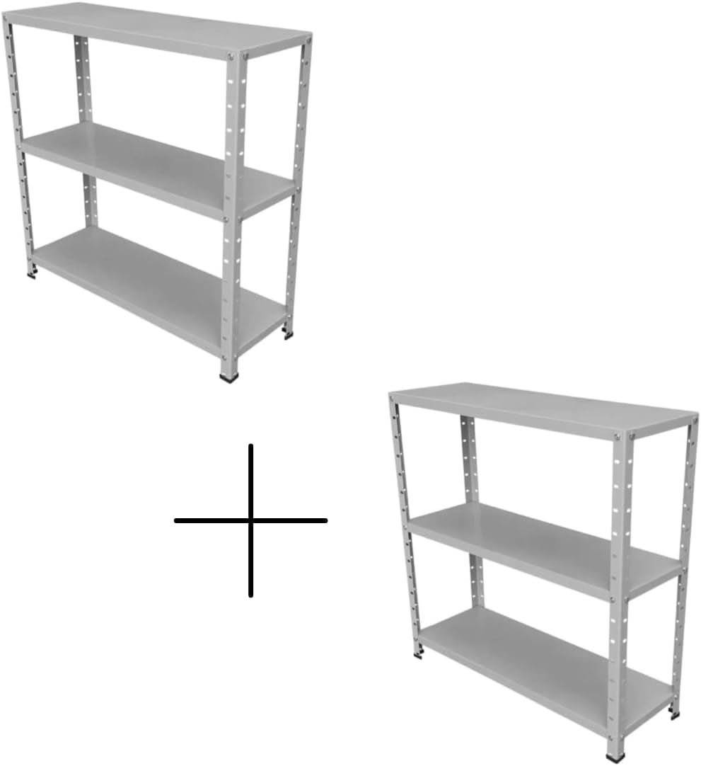 2 Estantes Multiuso com 3 Prateleiras de Aco Pintura Eletrostatica
