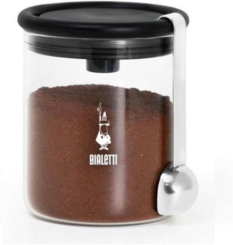Bialetti Frasco de café inteligente: recipiente de café de vidro com tampa hermética para preservar o aroma do café (8,8 oz - 250 g) 1 Bialetti Frasco de cafe inteligente recipiente de cafe de vidro