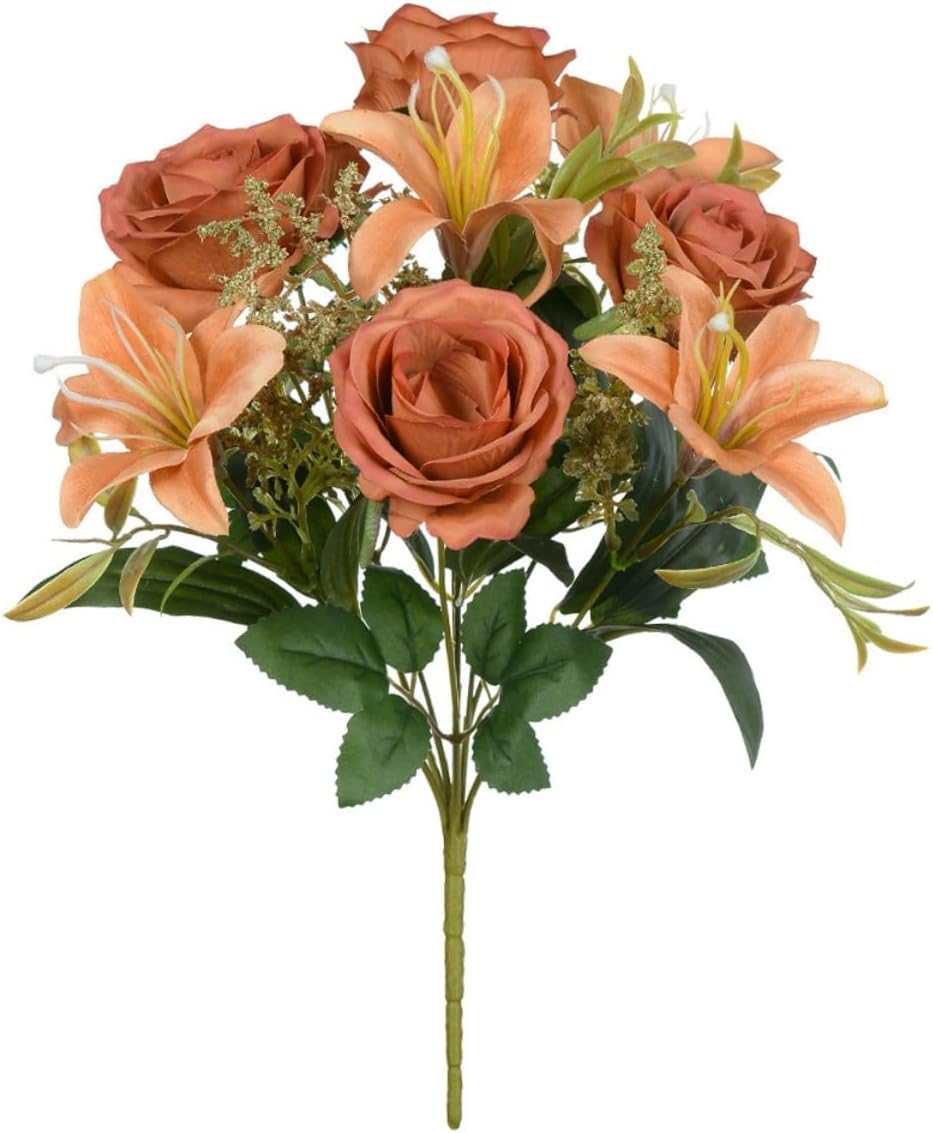 Buque Flor Artificial de Rosas e Lirios com mosquitinho e