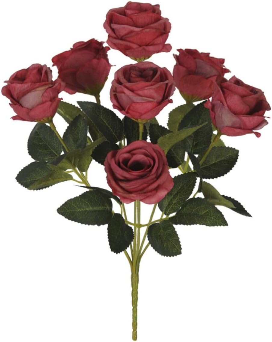 Buque Rosas Flores Artificiais Realista Enfeite Casa Arranjo com folhagem 7 flores mãe casamento 1 Buque Rosas Flores Artificiais Realista Enfeite Casa Arranjo com folhagem
