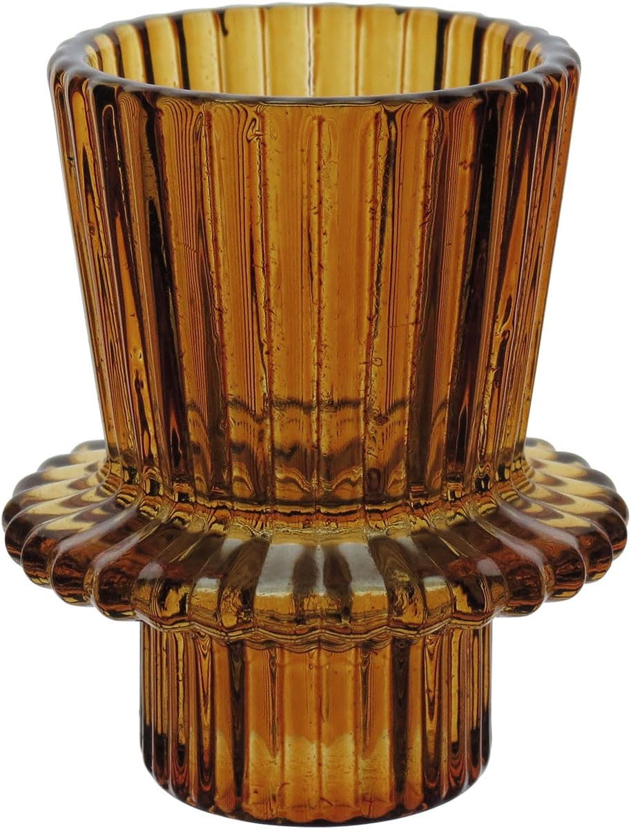 CASTICAL PORTA VELA DECORATIVO HOMECO VIDRO 7x6x6cm AMBAR