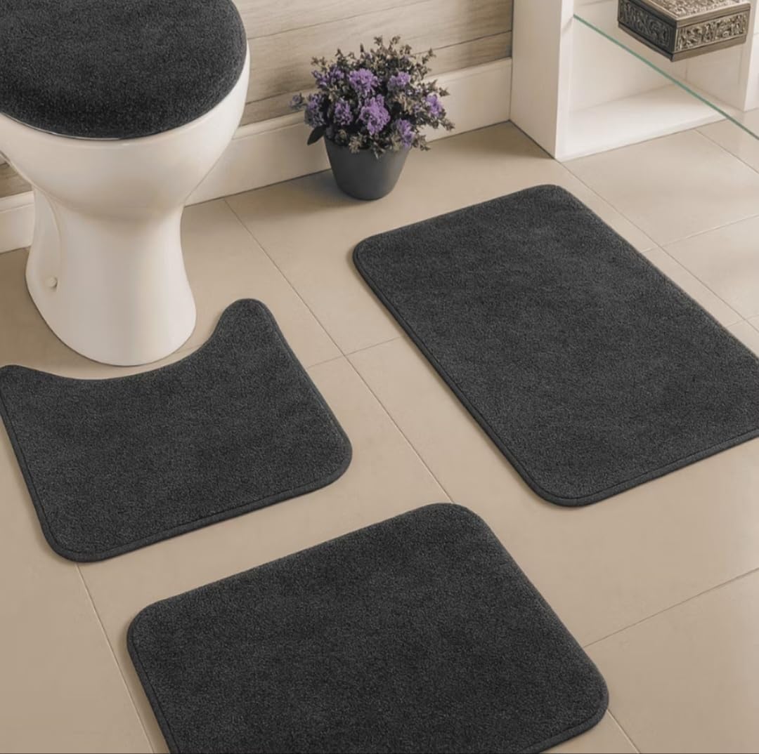 Conjunto de Tapetes para Banheiro 3 Pecas Antiderrapante Disponivel em