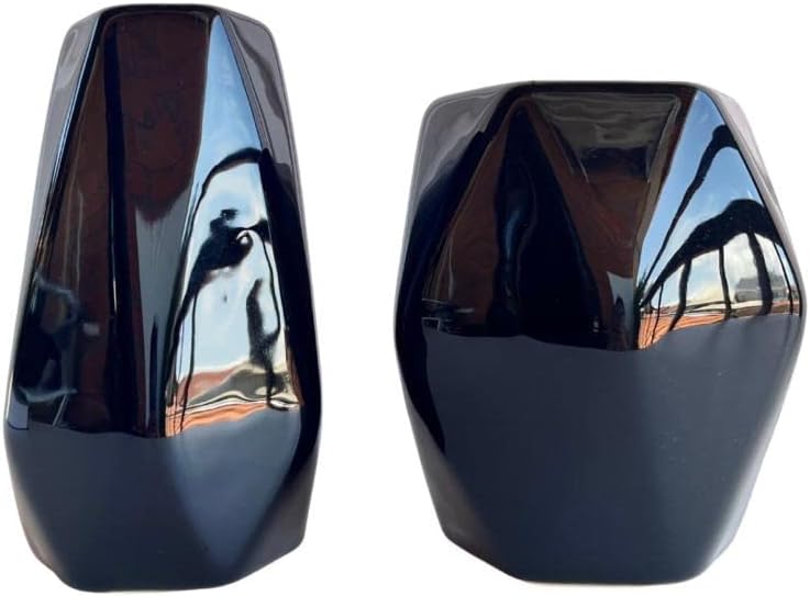 Decoracao sala enfeite dupla vaso cachepot preto para mesa