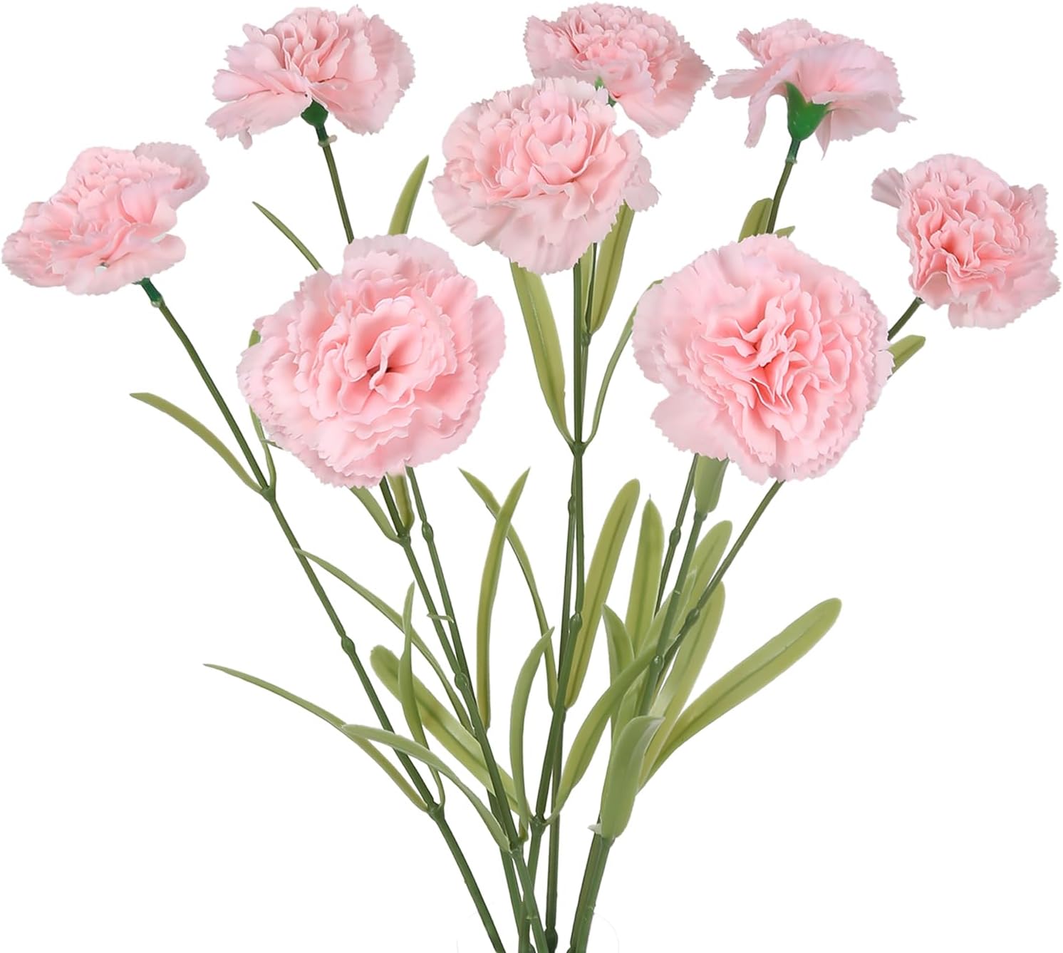 Fqueelvys Cravos de champanhe flores artificiais 8 pecas 80 cm