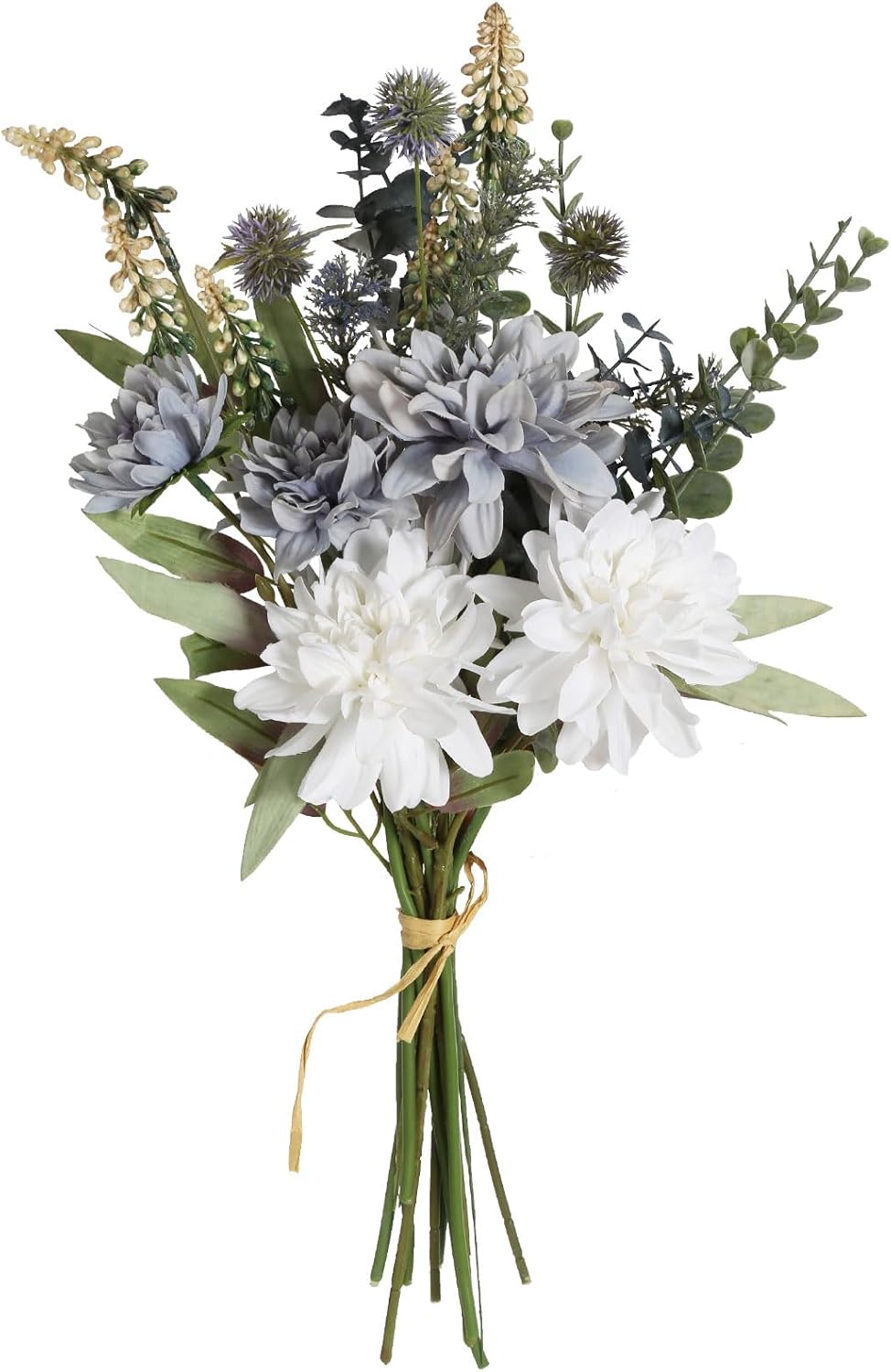 INSUNSIX Buque de flores falsas artificiais branco cinza flor de