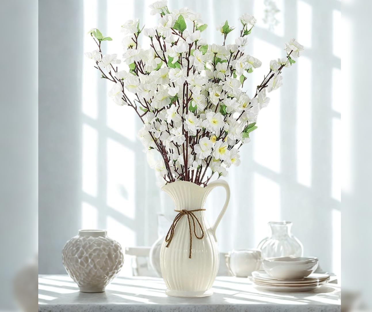 KINDU - Buque De Cerejeira - Branco - 7 Galhos de 60 cm 1 KINDU Buque De Cerejeira Branco 7 Galhos