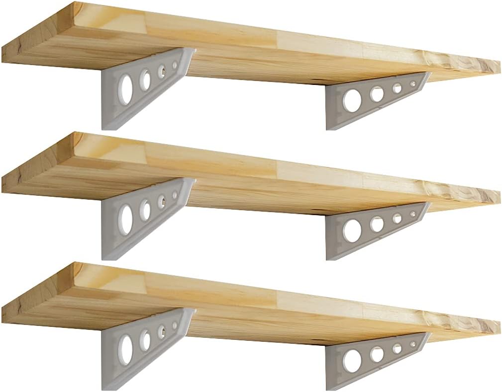 KIT 3 Prateleiras Estante 60x20 Reta Painel Pinus Nicho Quarto Sala + Mão Francesa Cantoneira Branco 1 KIT 3 Prateleiras Estante 60x20 Reta Painel Pinus Nicho Quarto