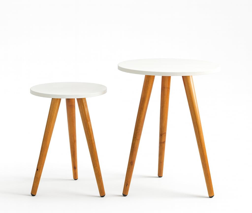 Kit 2 Mesas de Canto Redondas Pe Palito MDF –