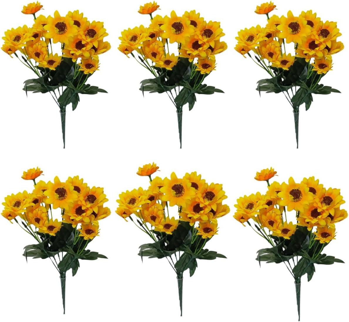 Kit 6 Buques de Flores Artificiais Mini Girassol para Decoracao