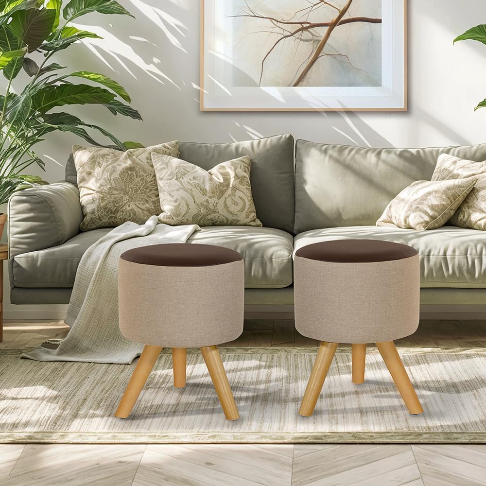 Kit Conjunto 02 Puff Duna Redondo Pe Palito Banqueta Para