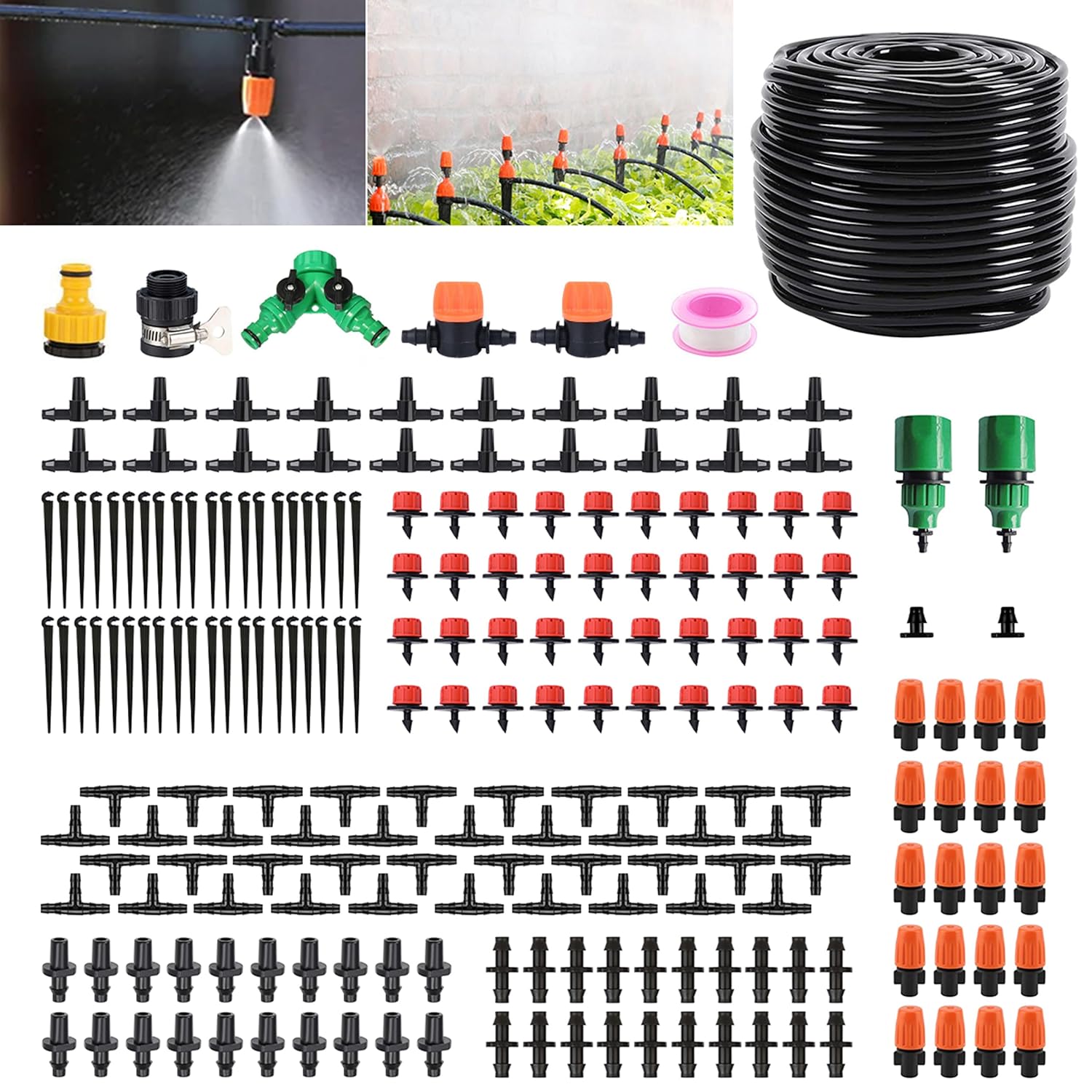 Kit De Sistema De Irrigação Automática De 40 Metros, Adequado Para Gramados, Canteiros De Flores E Sistemas De Irrigação De Plantas Em Estufas 1 Kit De Sistema De Irrigacao Automatica De 40 Metros Adequado