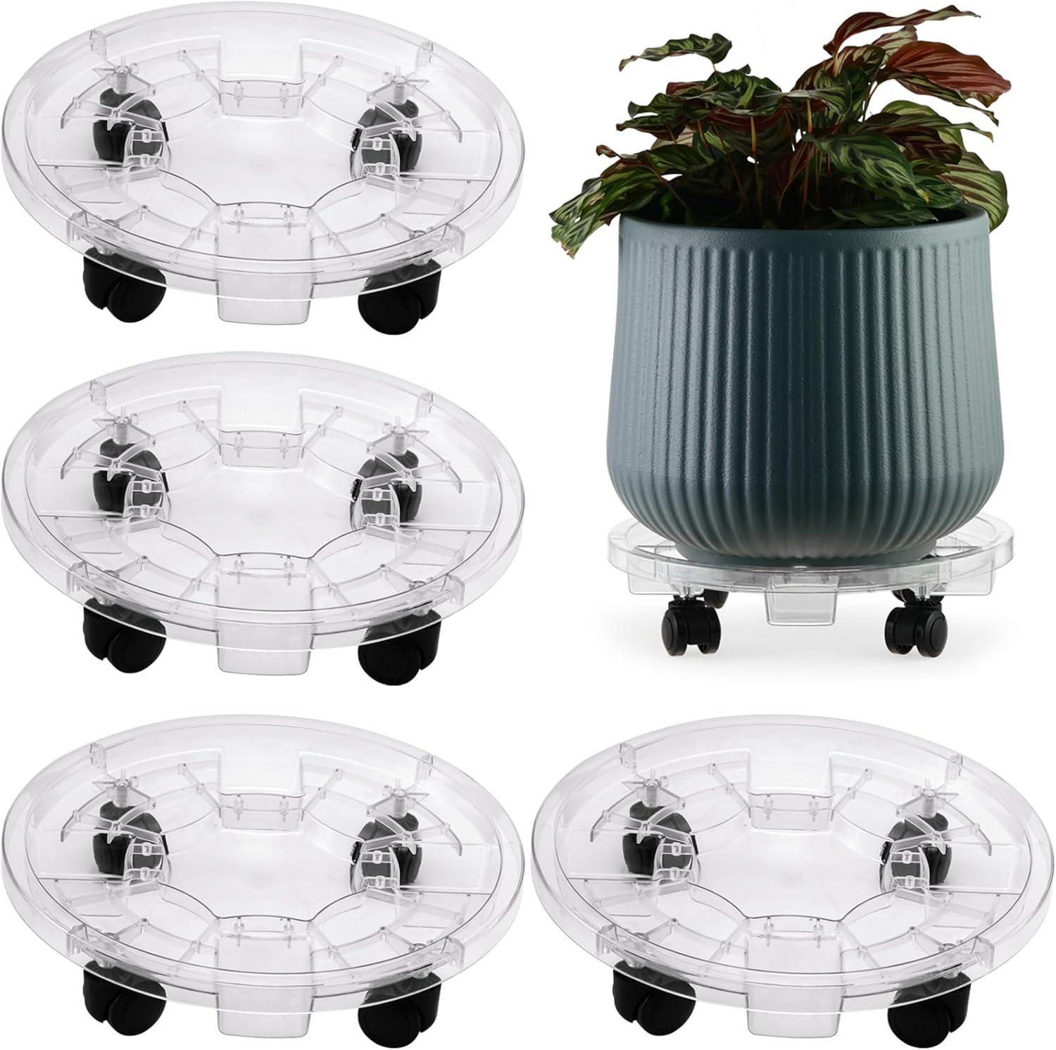 KvyusFlourish Pacote com 4 suportes grandes para plantas de resina