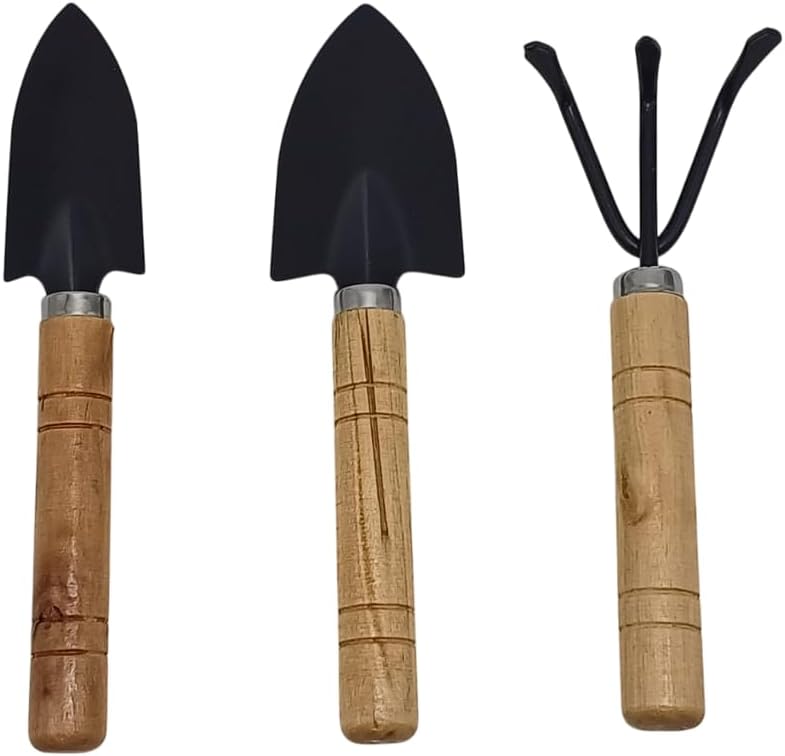 Mini KIT De Jardinagem 3 Pecas Com Cabo De Madeira