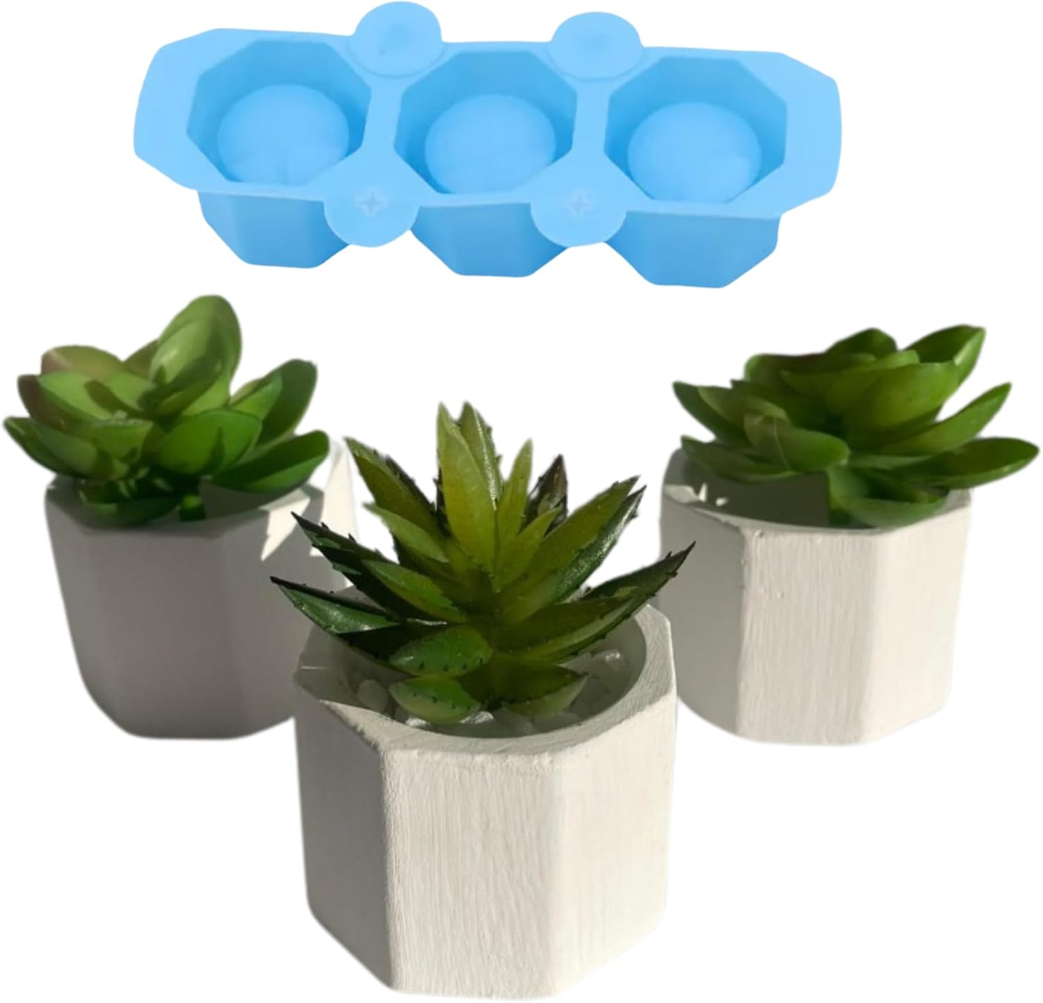 Molde Silicone 3 Vasos Vela Suculenta Gesso Cimento Resina Molde