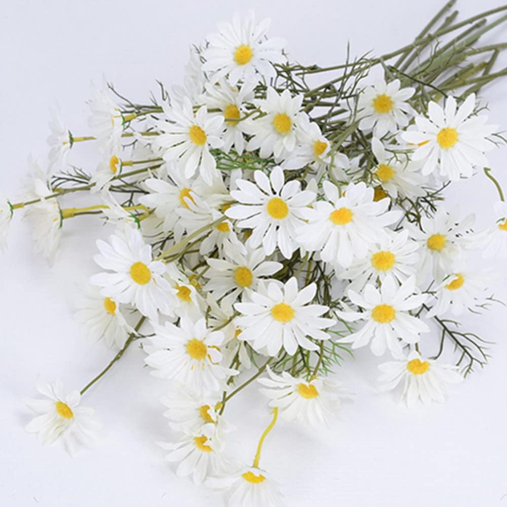 OUKEYI 12 pacotes de flores artificiais brancas margaridas artificiais resistentes