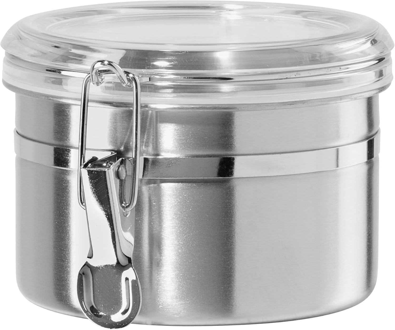 Oggi Recipiente de cozinha de aço inoxidável de 768 ml - tampa hermética com braçadeira, tampa transparente transparente - ideal para armazenamento de cozinha, armazenamento de alimentos, 1 Oggi Recipiente de cozinha de aco inoxidavel de 768 ml