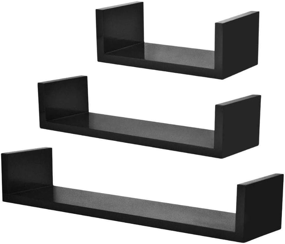 PRATK Kit Prateleira U Preta 45x10x10cm – Decoracao e Funcionalidade