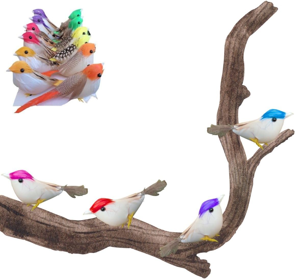 Passaros Decorativos Artificiais em Miniatura 75 cm 24 Unidades Multicoloridos