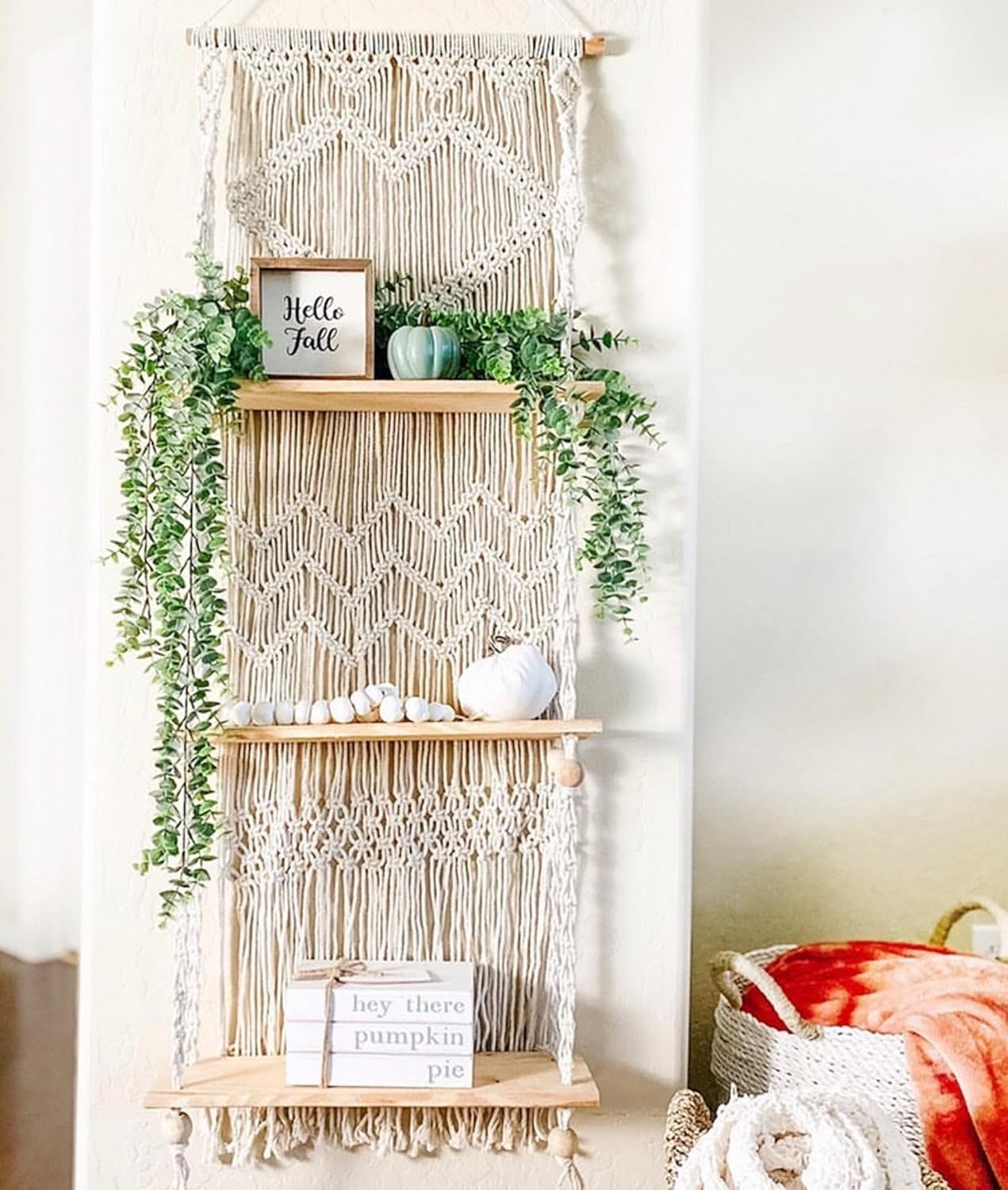 Prateleira para pendurar na parede SnugLife Macrame – Prateleiras de
