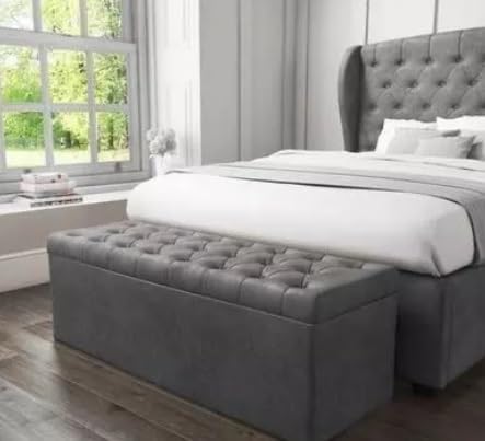 Puff Bau pe de cama 90 cm no Sued Capitone