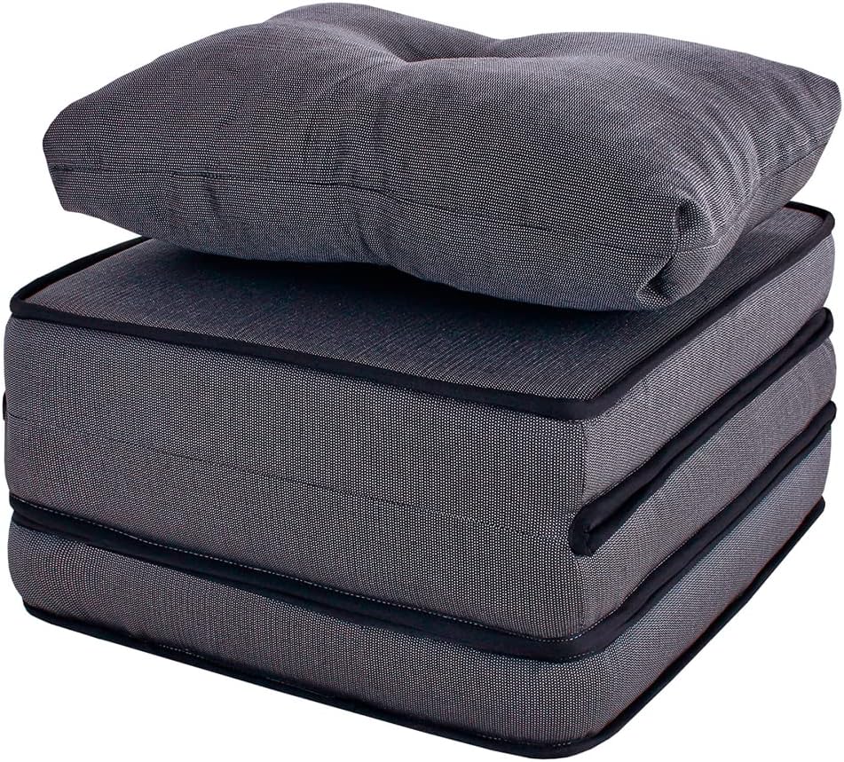 Puff Multiuso 3 Em 1 Solteiro Chumbo com Travesseiro 1 Puff Multiuso 3 Em 1 Solteiro Chumbo com Travesseiro