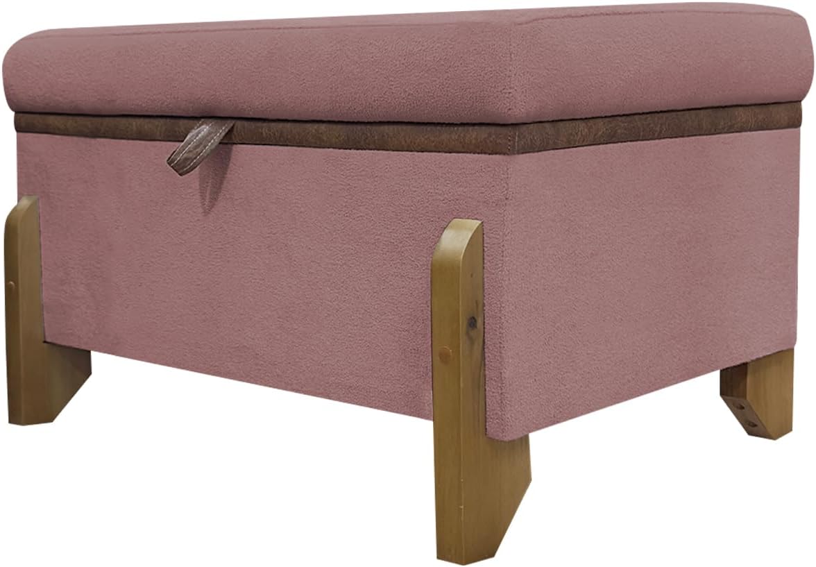 Puff Recamier Bau Para Quarto 50 cm Versallies Boucle Rose