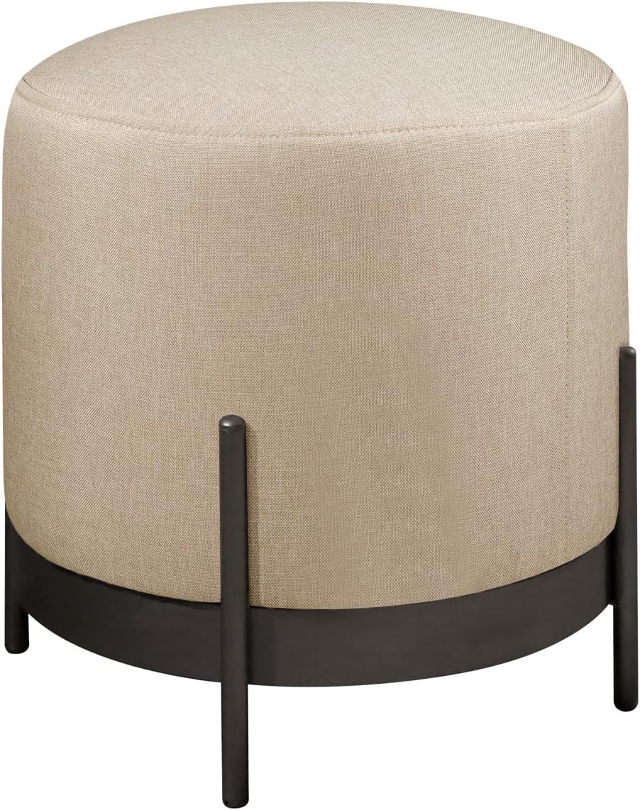 Puff Redondo Agar em Linho e Base Metal Preto Agarb