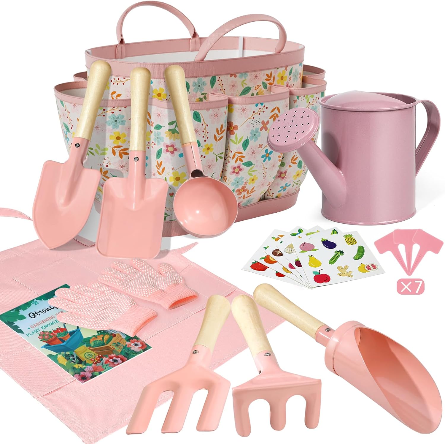 Qtioucp conjunto de jardinagem infantil 14 pecas de ferramentas de