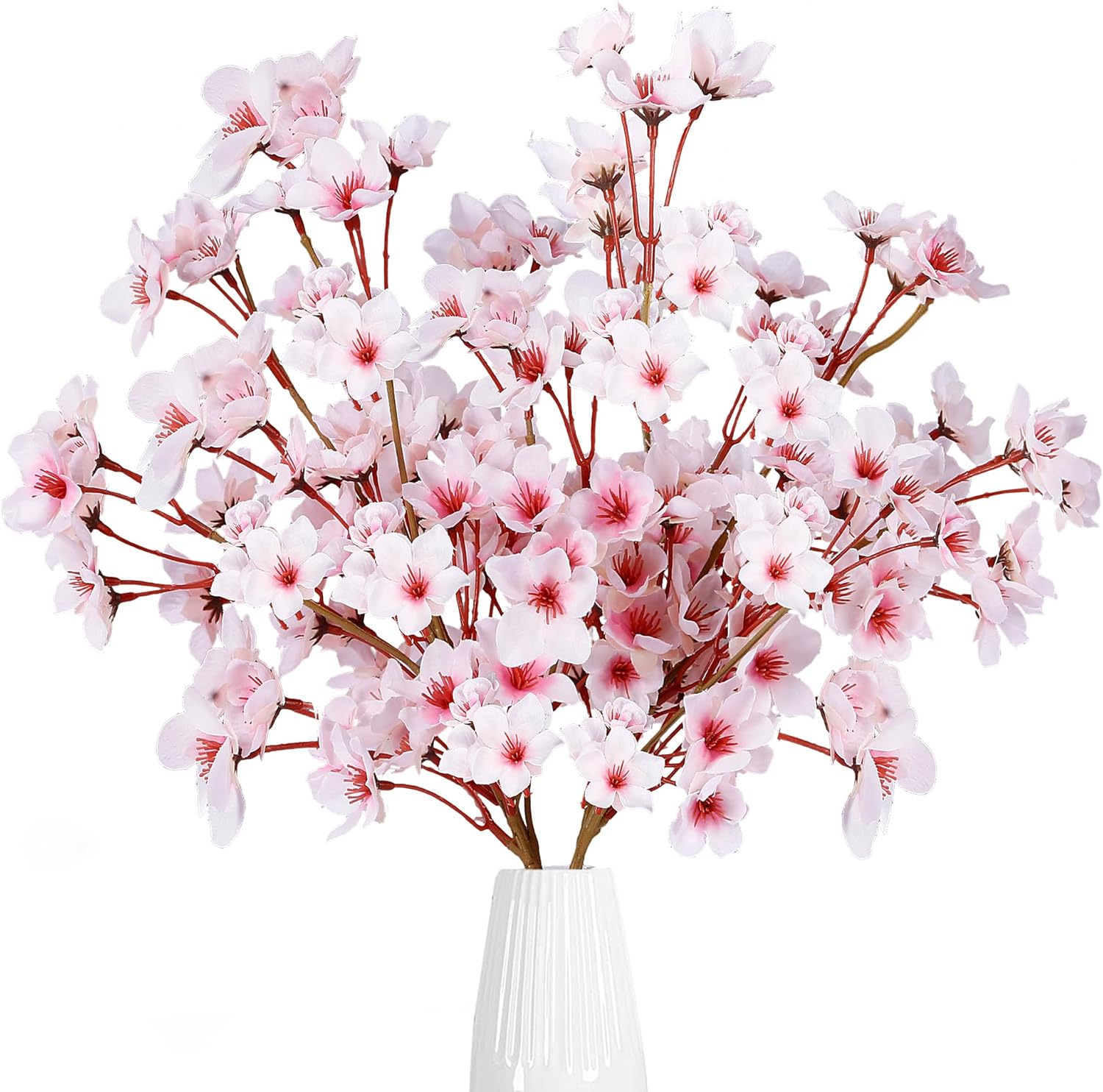 Sggvecsy Flores artificiais de cerejeira, 4 peças, caules de flor de cerejeira sintética, ramos de flor de cerejeira de seda sintética, flores de pêssego falsas de 40 cm para decoração de mesa de 1 Sggvecsy Flores artificiais de cerejeira 4 pecas caules de flor