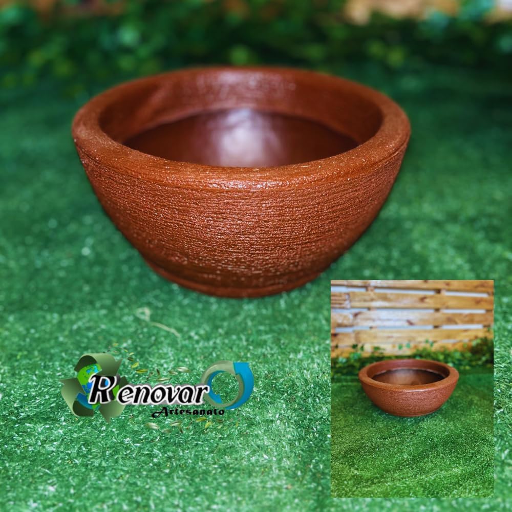 Vaso De Planta Bacia Redonda Escovada Pequena N1 marrom