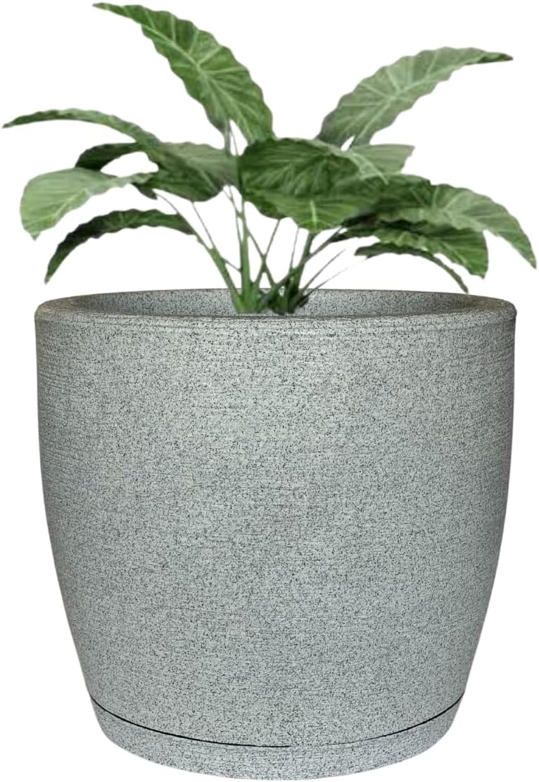 Vaso Grande Cone Decorativo Polietileno Planta Jardim Varanda Branco Stone
