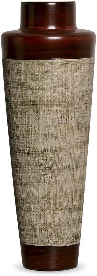 Vaso Paris Decoracao Em Ceramica Marrom E Palha Ganash