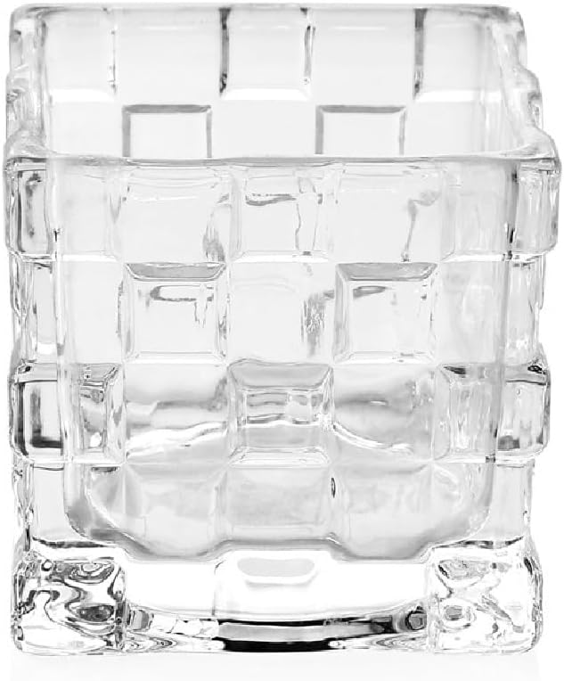 Vaso de Vidro Castical Porta Vela Cristal Quadrado Decorativo