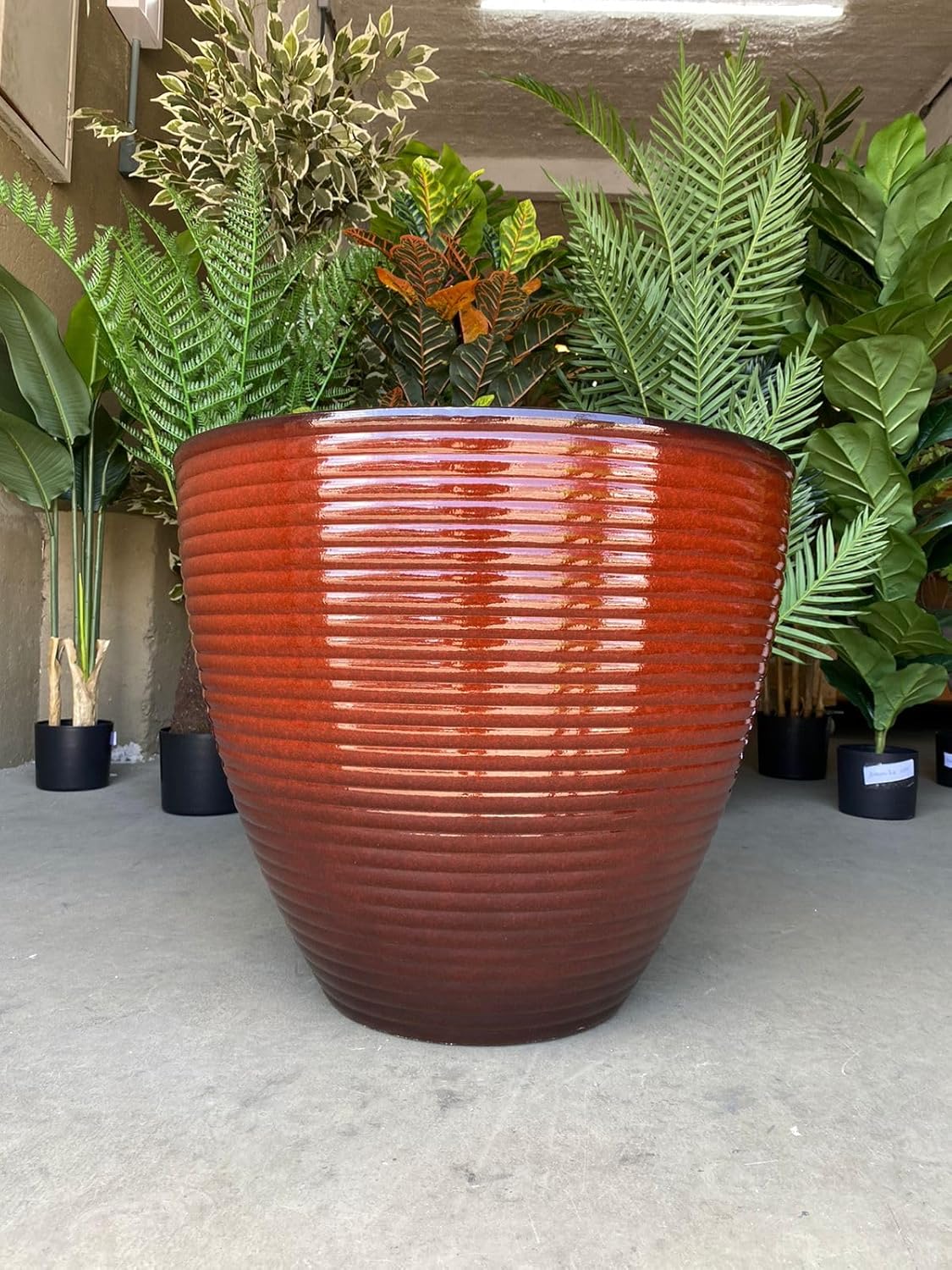 Vasos Para Plantas Grande Decorativo Para Sala Auto Brilho 47cm (Liso/Terracota), Vaso Efeito Marmorizado Brilhante Polietileno Para Plantas, Jardim, Sala Luxo.Ideal para área Internos e Externos. 1 Vasos Para Plantas Grande Decorativo Para Sala Auto Brilho 47cm