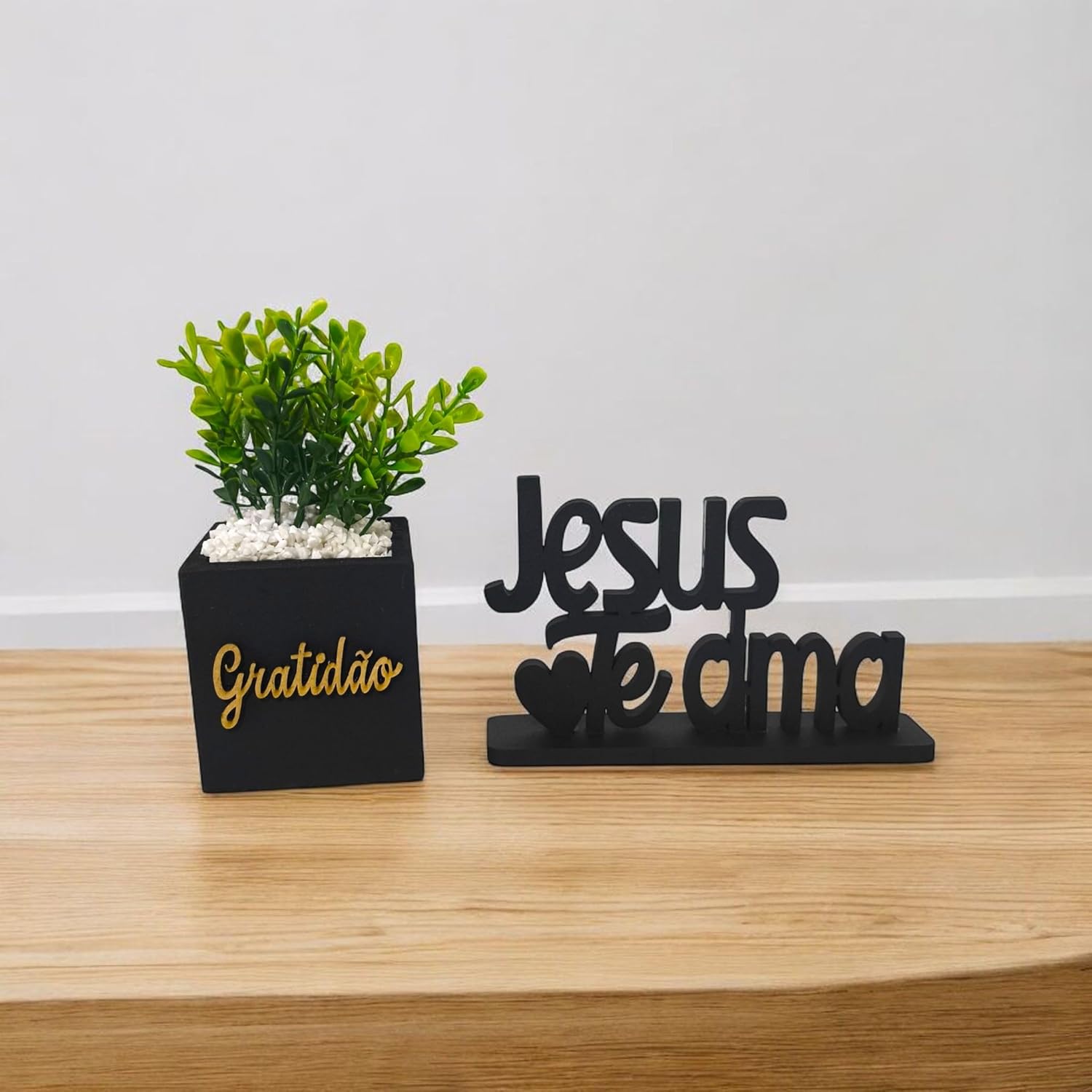 kit Vasinho decorativo mais Letreiro Cachepot Mdf Enfeite Sala