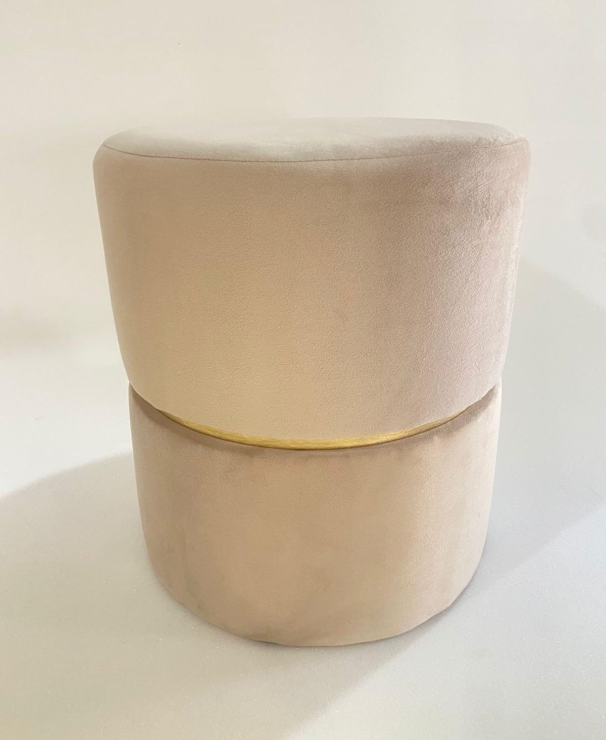 puff banqueta redondo luxo cinta dourada decorar sala moveis (inca bege pele) 1 puff banqueta redondo luxo cinta dourada decorar sala moveis inca