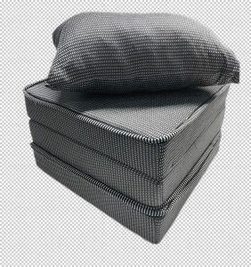 Puff Vira Cama-Colchão + Travesseiro Solteiro 3 Em 1 Cinza