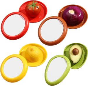 Kit Protetor de Alimentos Reutilizável com 4 Peças – Silicone Flexível para Conservar Frutas, Legumes e Verduras – Tampa Vedação Ecológica e Livre de BPA - MJ BRANDS