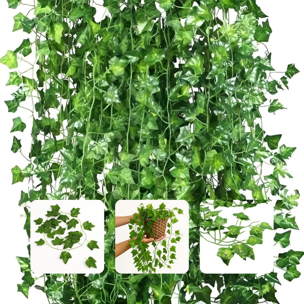 48 Metros Hera Planta Artificial Trepadeira Ramos Folhagem Pendente 1 48 Metros Hera Planta Artificial Trepadeira Ramos Folhagem Pendente