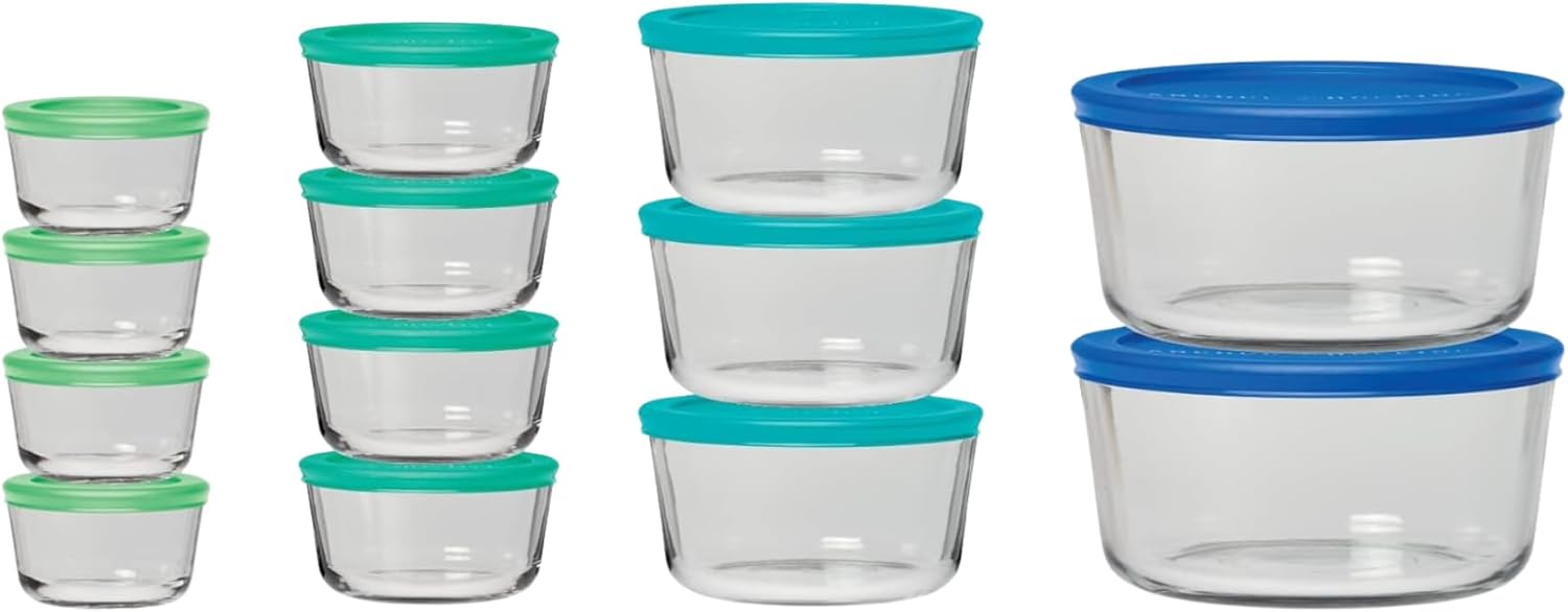 Anchor Hocking Recipientes redondos de armazenamento de alimentos com tampas