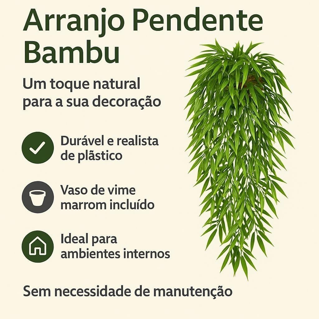 Bambu Da sorte pendente Completo Com Vaso De Vime Arranjo