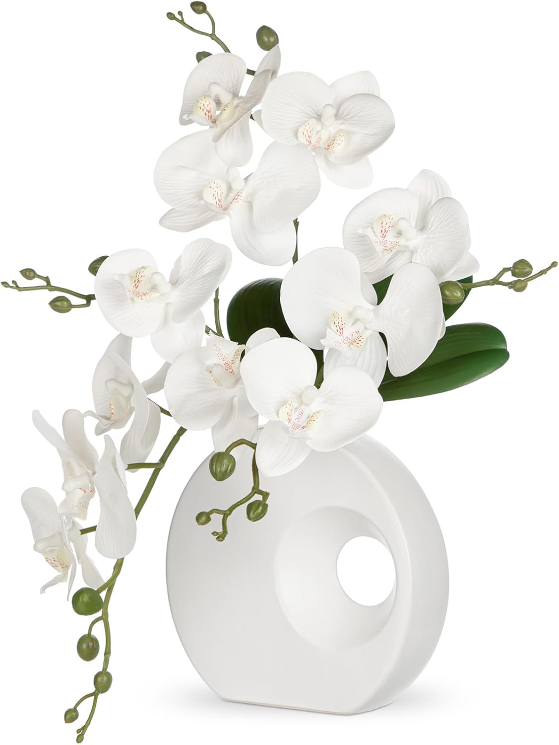 Briful Orquideas brancas flores artificiais orquideas falsas flores com vaso