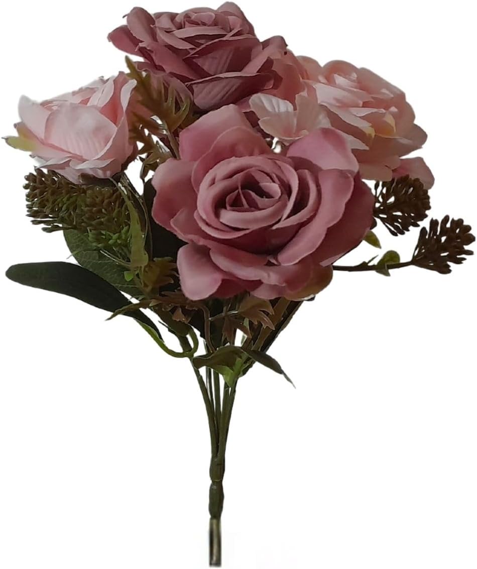 Buque de Rosas Artificiais Brancas 29cm Flores Decorativas Realistas com