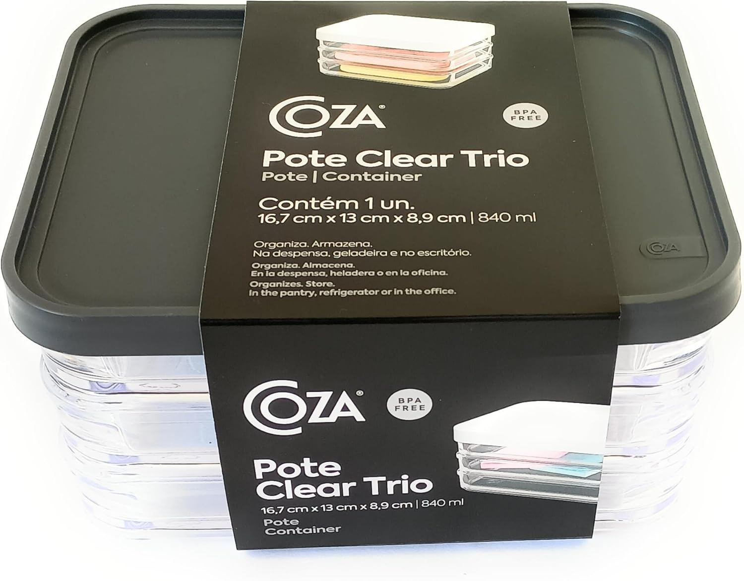Coza Pote Clear Trio Recipiente de Armazenamento 840 ml 167
