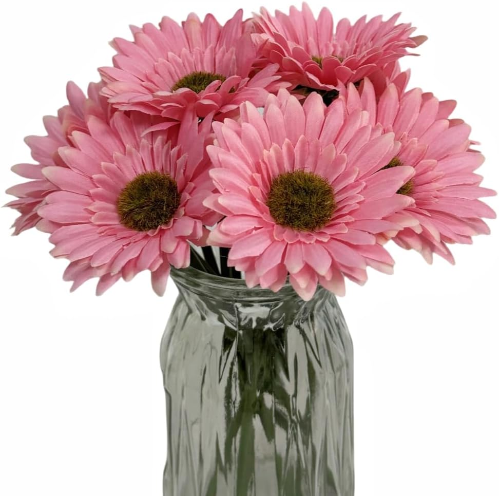 DSforG 10 pecas de flores artificiais margaridas artificiais gerbera margarida