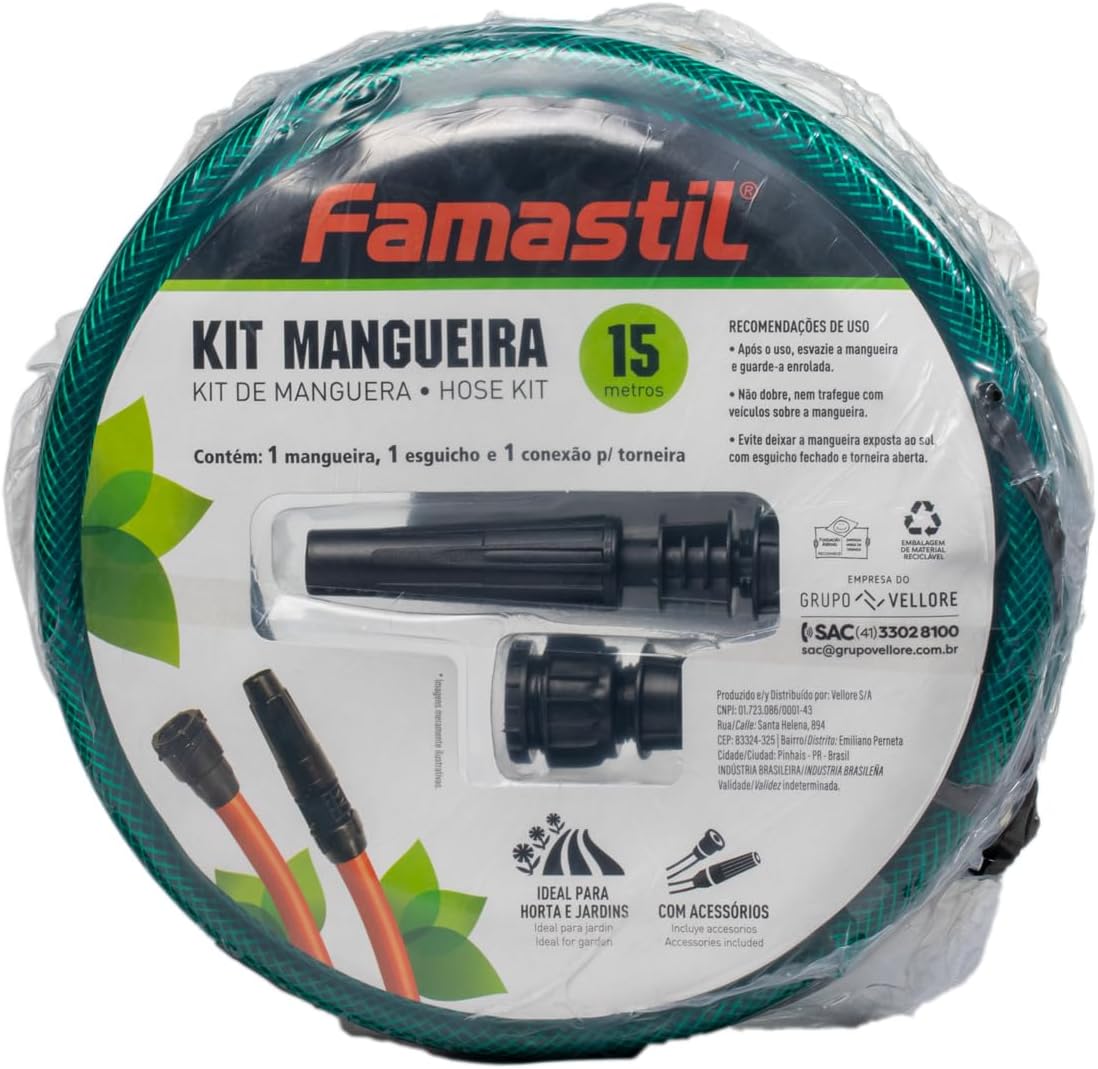 Foxlux mangueira kit jardinagem trancada verde 15m Famastil